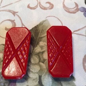 VINTAGE RED LAPEL OR SHOULDER BROOCHES